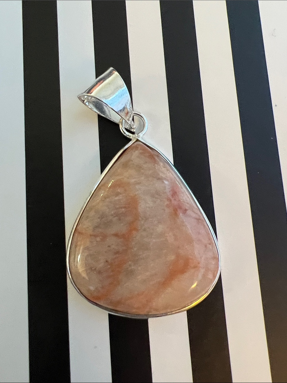 Peach Scolecite Teardrop Pendant Necklace